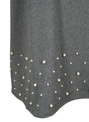 Bluse med perler og 3/4-ermer, Dark Grey Melange, Packshot image number 3