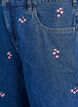 Dongerishorts med broderte blomster, Bl&aring;, Packshot image number 2