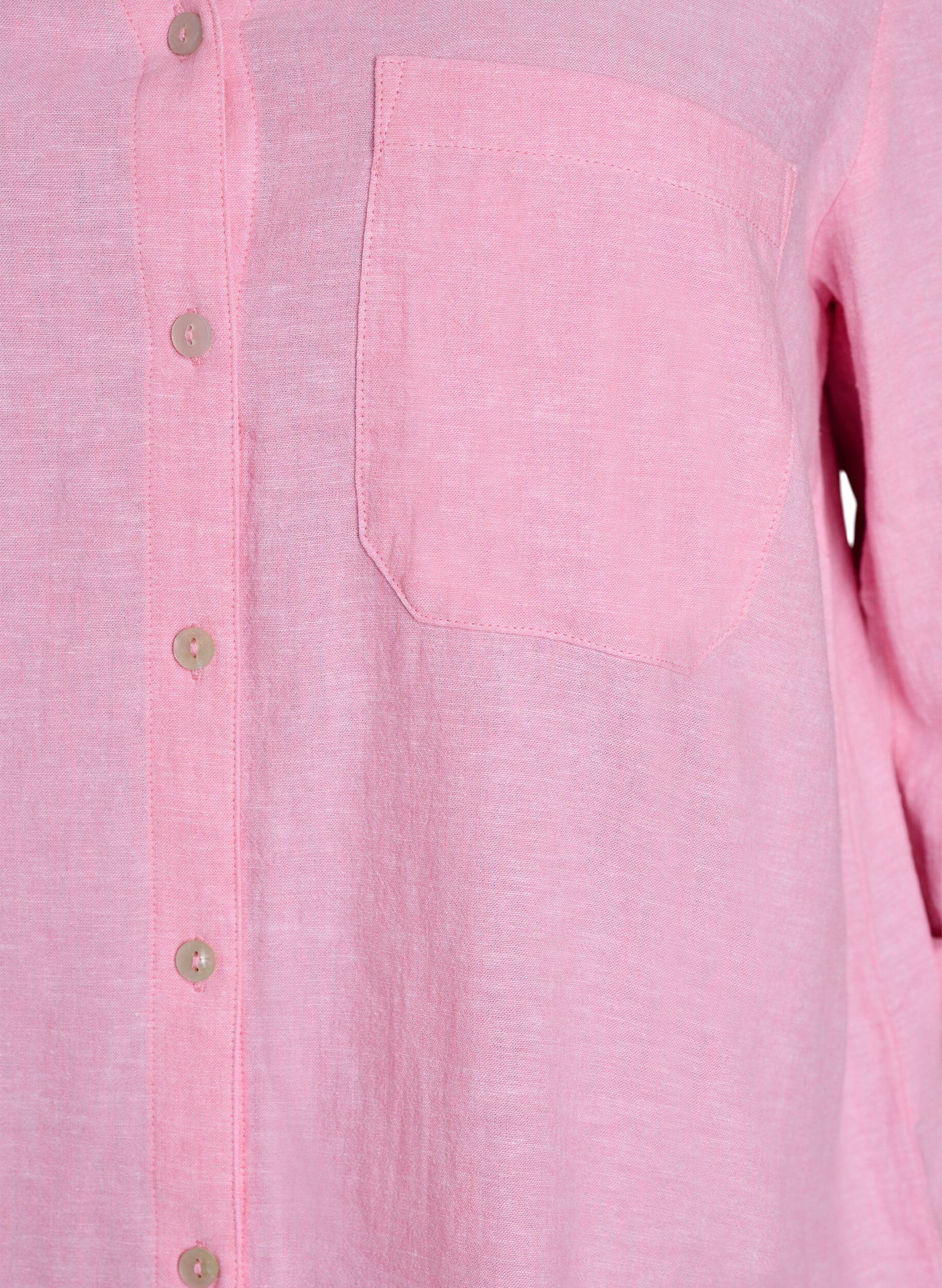 ZizziSkjorte i lin og viskose med 3/4 ermer, Rosa, Packshot image number 2