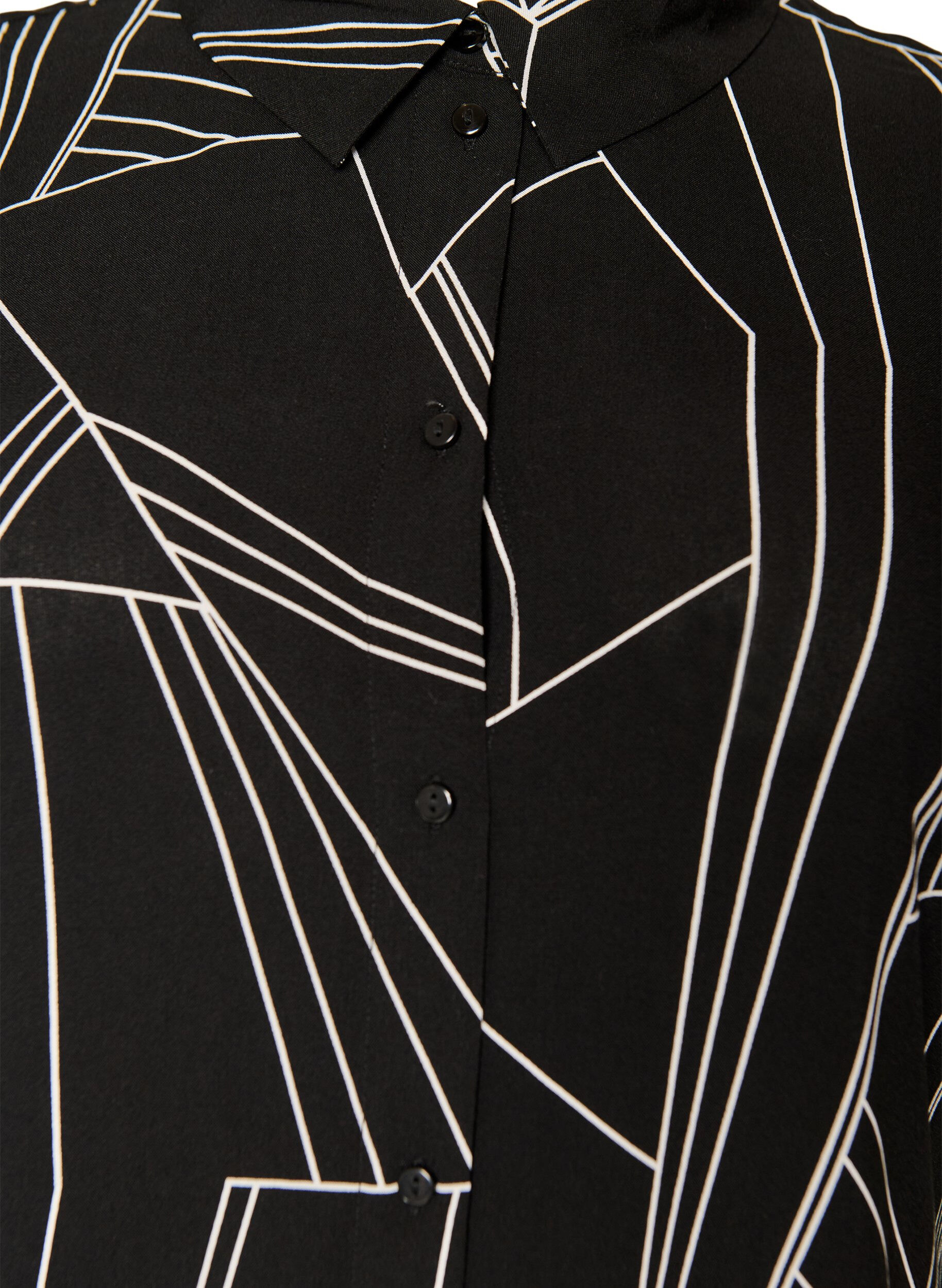 Zizzi Loose fit lang skjorte i viskose, Svart, Packshot image number 2