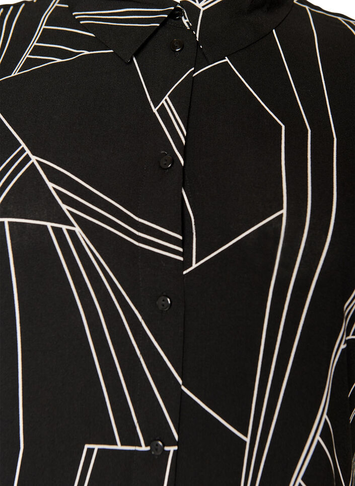 Loose fit lang skjorte i viskose, Svart, Packshot image number 2