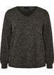 Jerseybluse med V-hals og lange ermer, Svart, Packshot image number 0