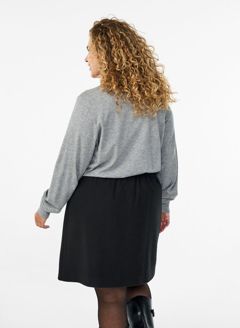 Strikkeplagg med krage, Light Grey Melange, Model