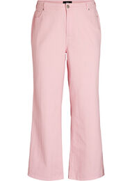 Myra jeans i farget denim med wide fit og teksturert m&oslash;nster, Rosa