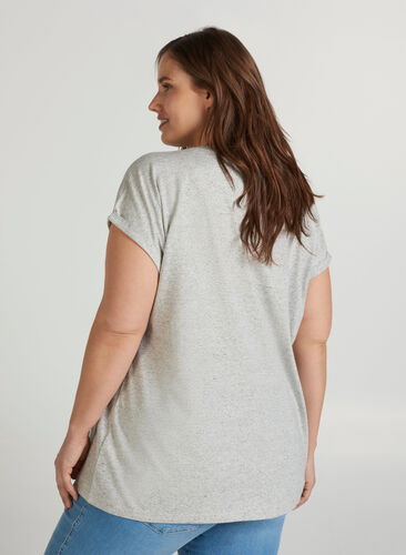 Melert T-skjorte i bomull , Light Grey Melange, Model image number 1