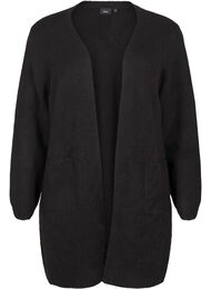 Lang strikket cardigan med lommer, Black