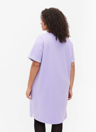 Kjole med korte ermer og splitt, Lavender, Model image number 1