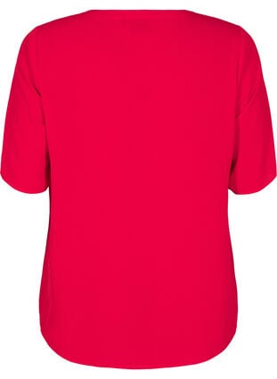 Zizzi Kortermet bluse med V-hals, Rød, Packshot image number 1