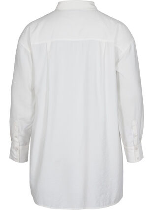 Lang viskoseskjorte med lommer og splitt, White, Packshot image number 1