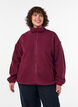 Teddyjakke med brodert kant i hullm&oslash;nster og h&oslash;y hals, R&oslash;d, Model image number 0