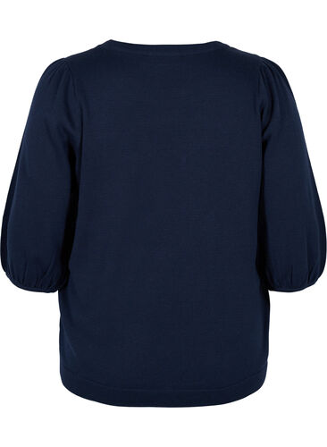 Strikkegenser med 3/4-ermer, Navy Blazer, Packshot image number 1