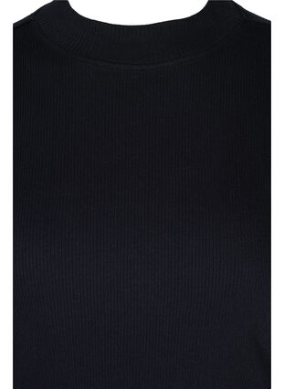 Høyhalset bluse i bomull med 2/4-ermer, Black, Packshot image number 2