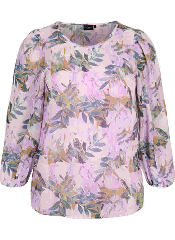 Mønstrete bluse med lange ermer, Orchid Bouquet AOP, Packshot image number 0