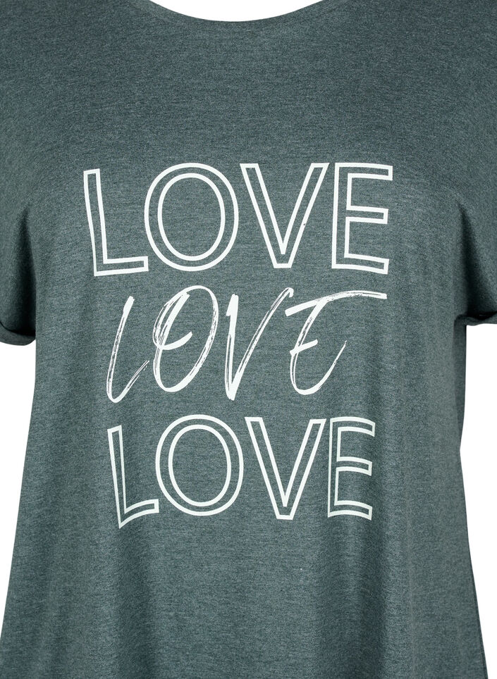 Kortermet nattkjole med teksttrykk, , Packshot image number 2