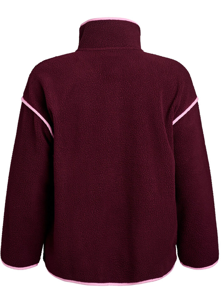 Teddyjakke med kontrastdetaljer, Rød, Packshot image number 1