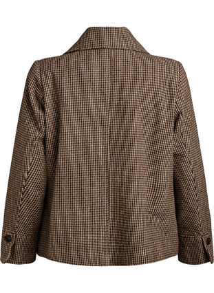 Zizzi Kort ulljakke med dobbeltradede knapper, Brown Check , Packshot image number 1
