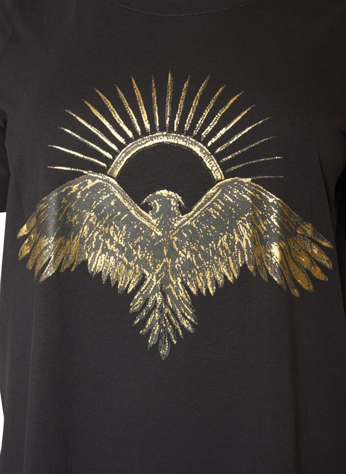 Bomulls T-skjorte med trykk foran, Gr&aring;, Packshot image number 2