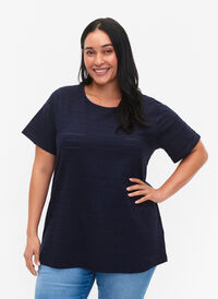 Kortærmet bluse i bomull, Night Sky, Model