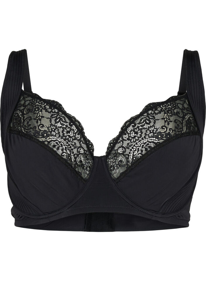 Heldekkende BH med polstrede stropper, Black, Packshot