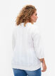 Viskosebluse med 3/4 ermer og smock, Bright White, Model image number 1