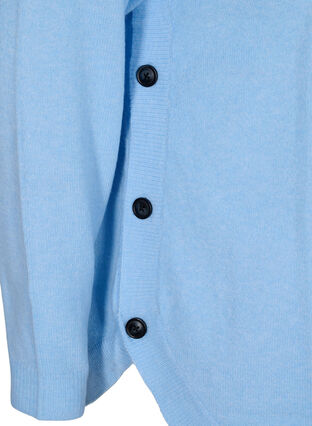 Melert strikkegenser med knappedetaljer, Chambray Blue Mel., Packshot image number 3