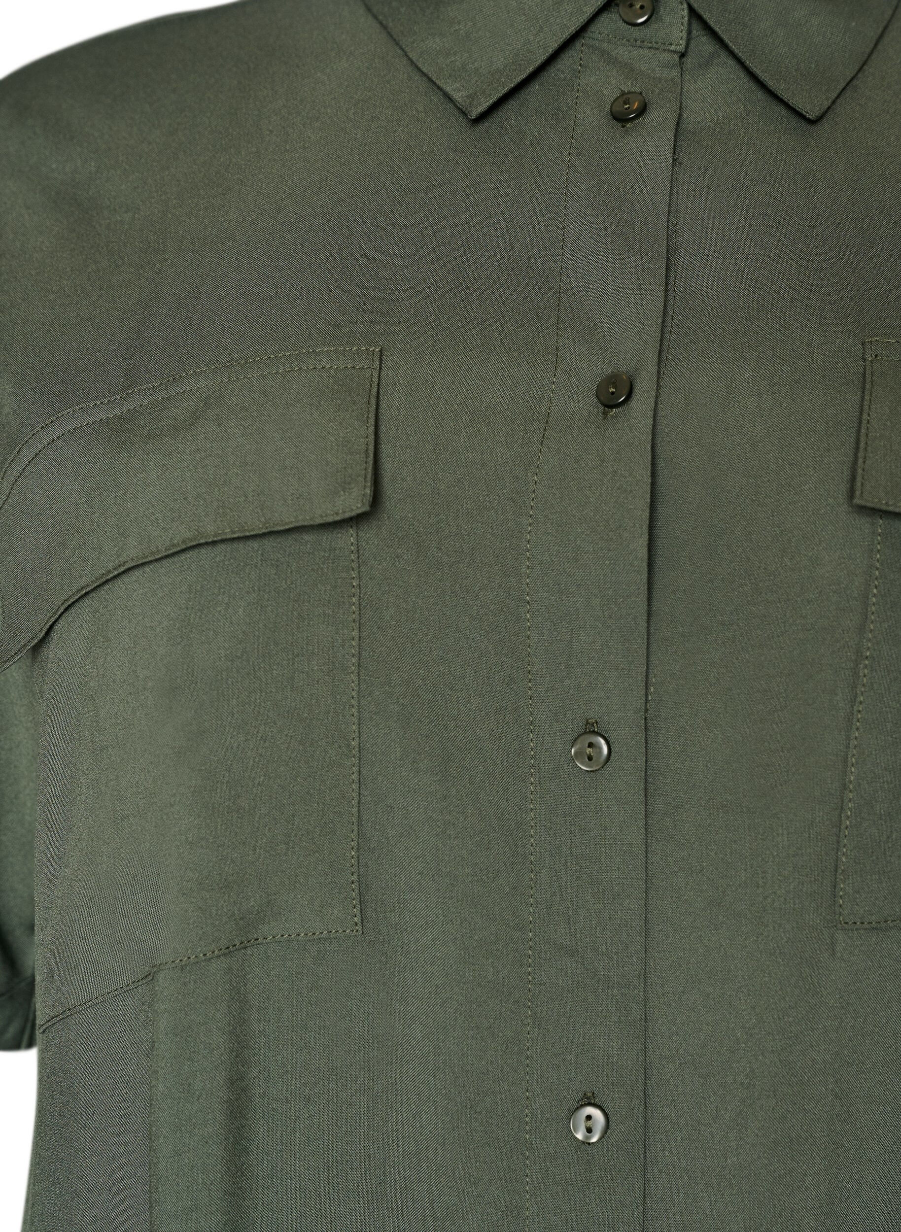 ZizziLang skjortekjole med korte ermer, Gr&oslash;nn, Packshot image number 2