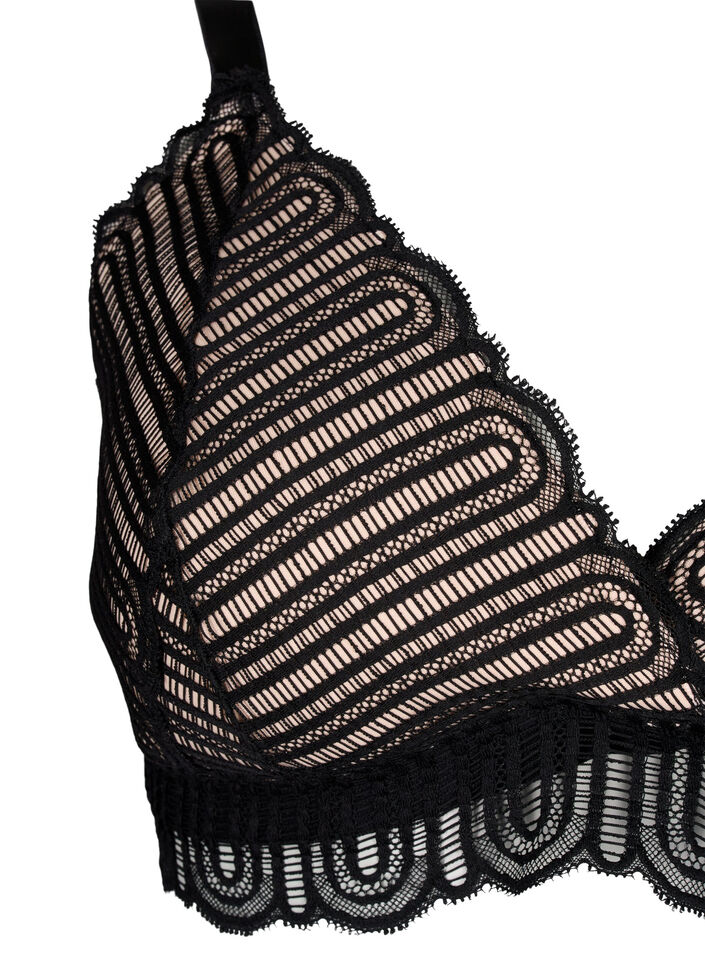 Bralette med blonder og myk vattering, Black, Packshot