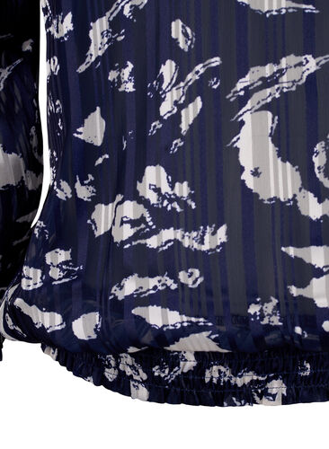Mønstrete bluse med smock, Blue Leaf AOP, Packshot image number 3
