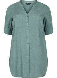 Lang skjorte med 3/4-ermer og V-hals, Balsam Green