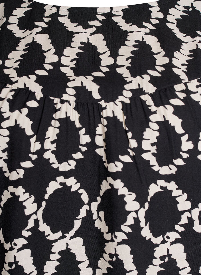 Langermet bluse med trykk og sløyfer, Black ART AOP, Packshot