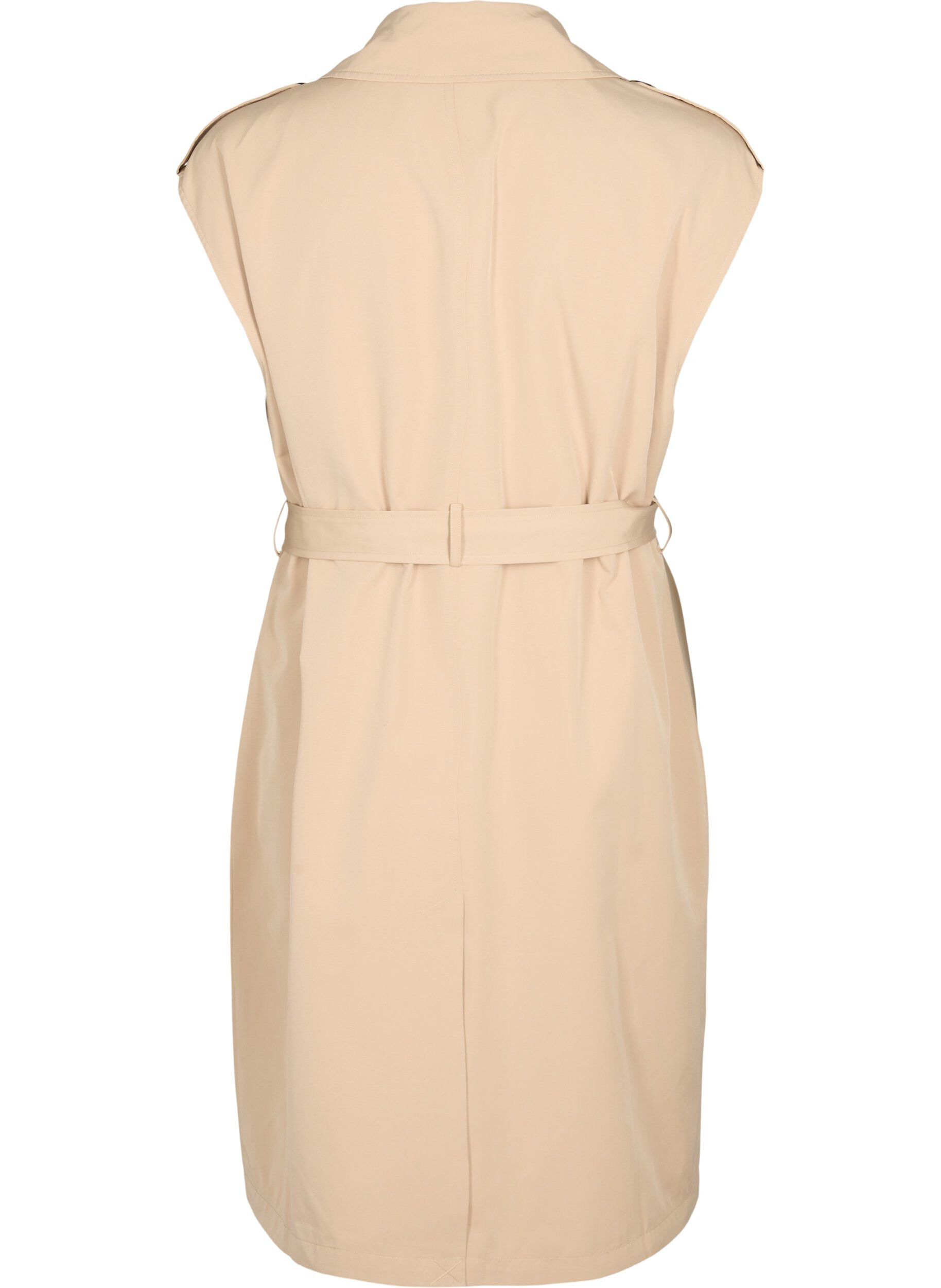 Zizzi Lang vest med belte, Nomad, Packshot image number 1