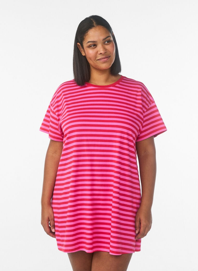 Lang stripet natt-T-skjorte, Rosa, Model image number 0