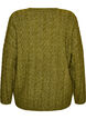 Strikket bluse med flettestrikk og V-hals, Gr&oslash;nn, Packshot image number 1