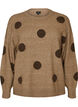 Strikkebluse med prikket m&oslash;nster, Brun, Packshot image number 0