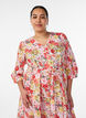 Blomstrete midiskj&oslash;rt med broderie anglaise og knytebelte, Rosa, Model image number 2