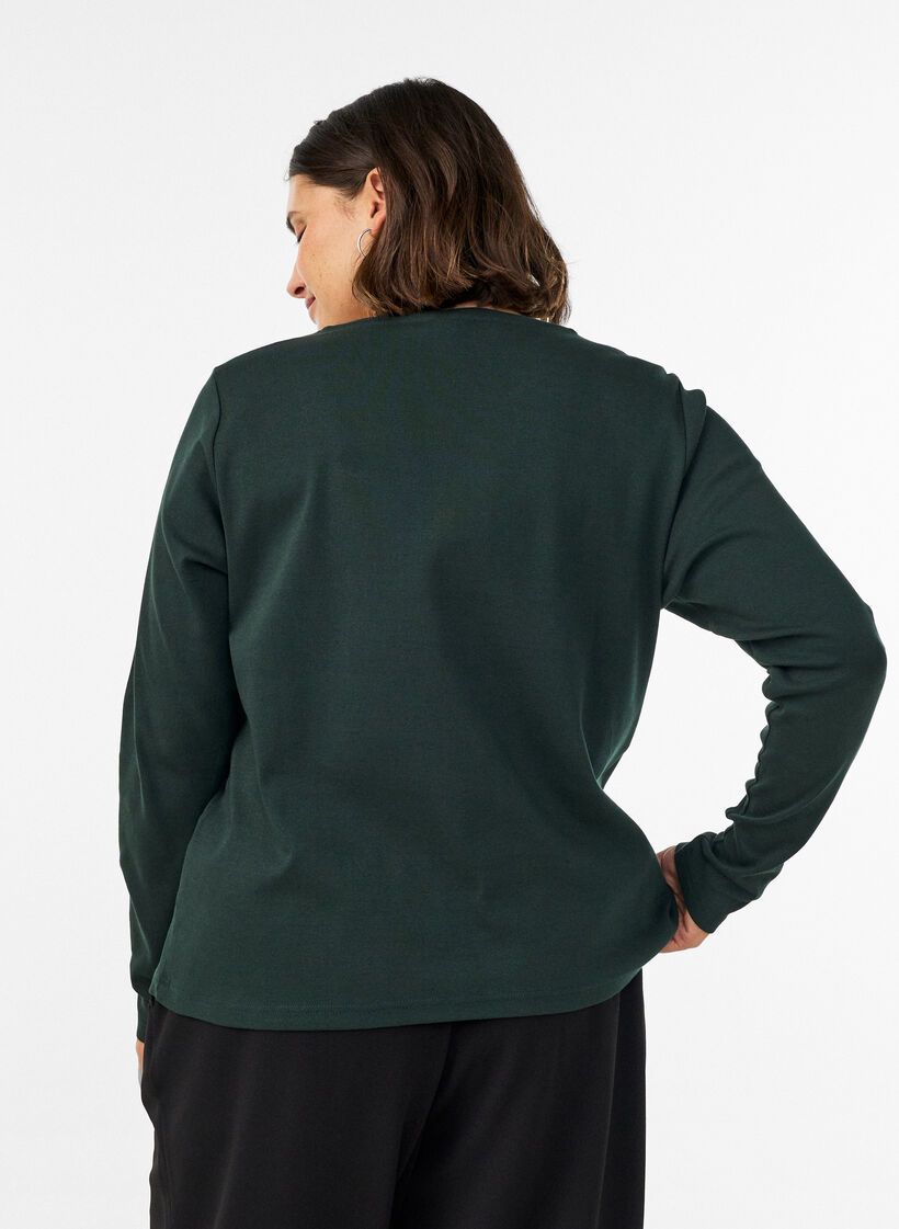 Langermet basis-T-skjorte med rund hals, Gr&oslash;nn, Model image number 2