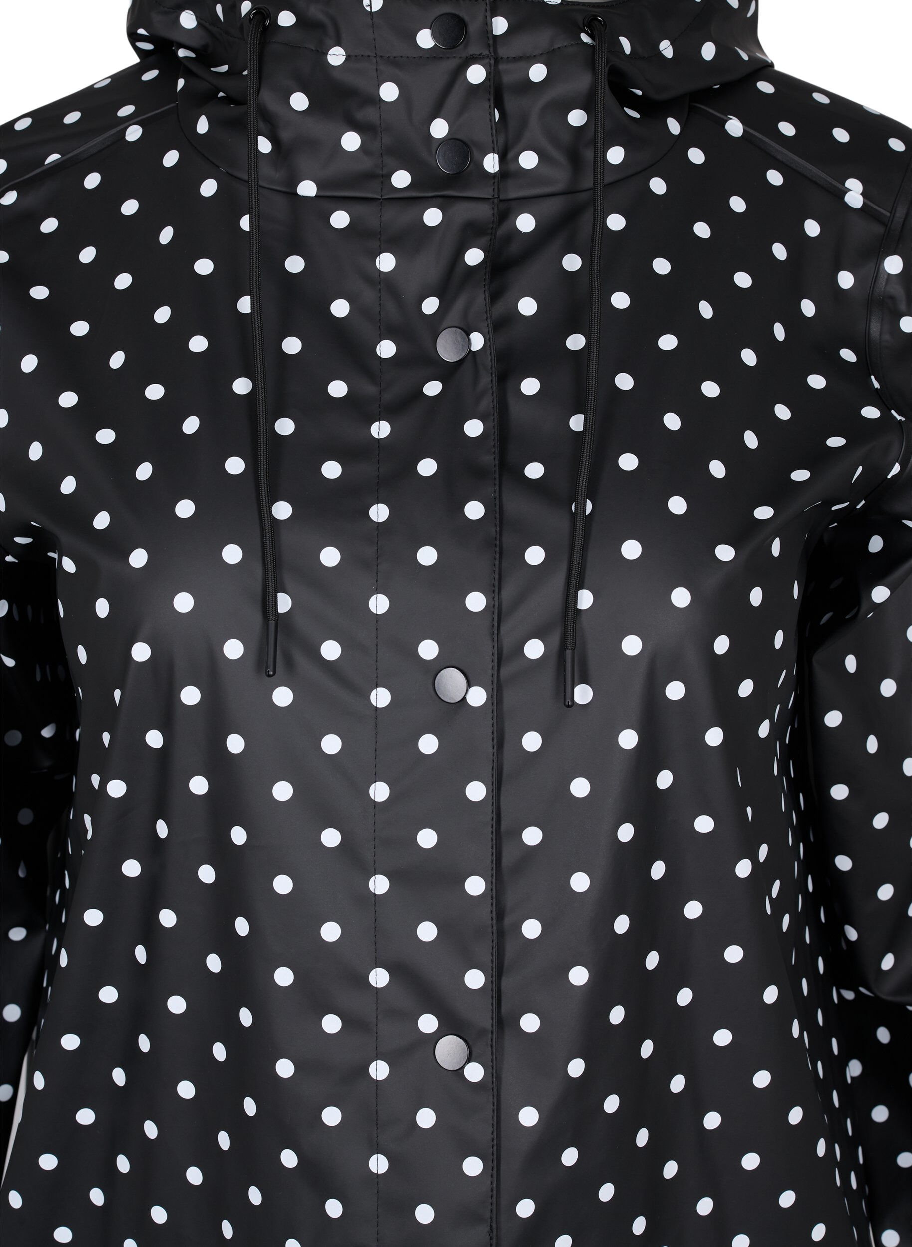 Zizzi Prikkete regnjakke med hette, Black W/White Dot, Packshot image number 2