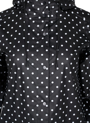 Zizzi Prikkete regnjakke med hette, Black W/White Dot, Packshot image number 2