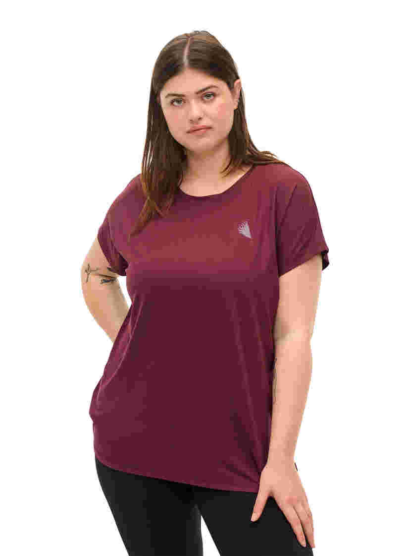 Ensfarget t-skjorte til trening, Fig, Model