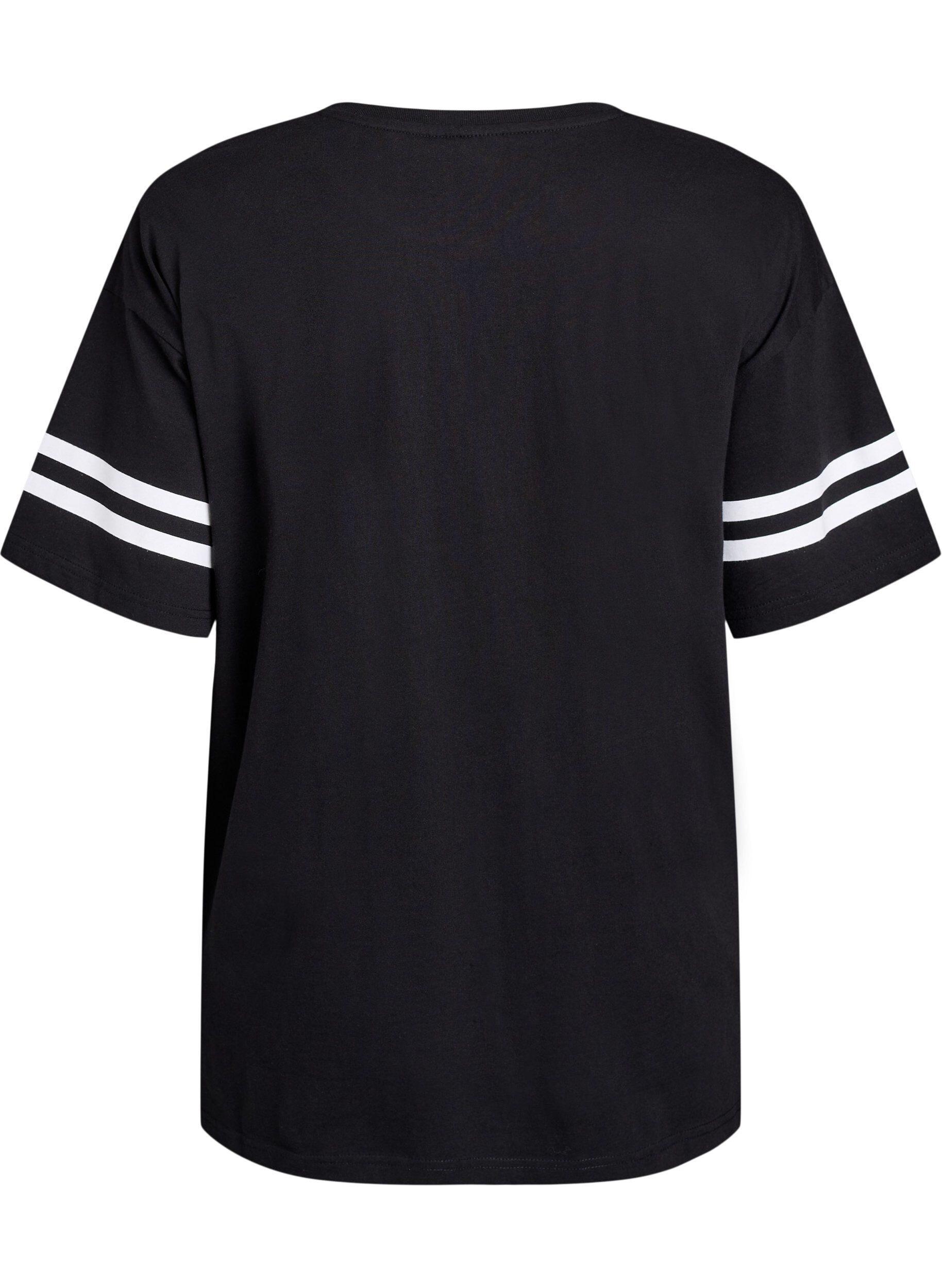 Zizzi Sporty oversized college T-skjorte, Svart, Packshot image number 1