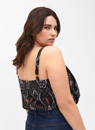 Zizzi FLASH - Topp med mønster, Black Rose Ethnic, Model image number 1