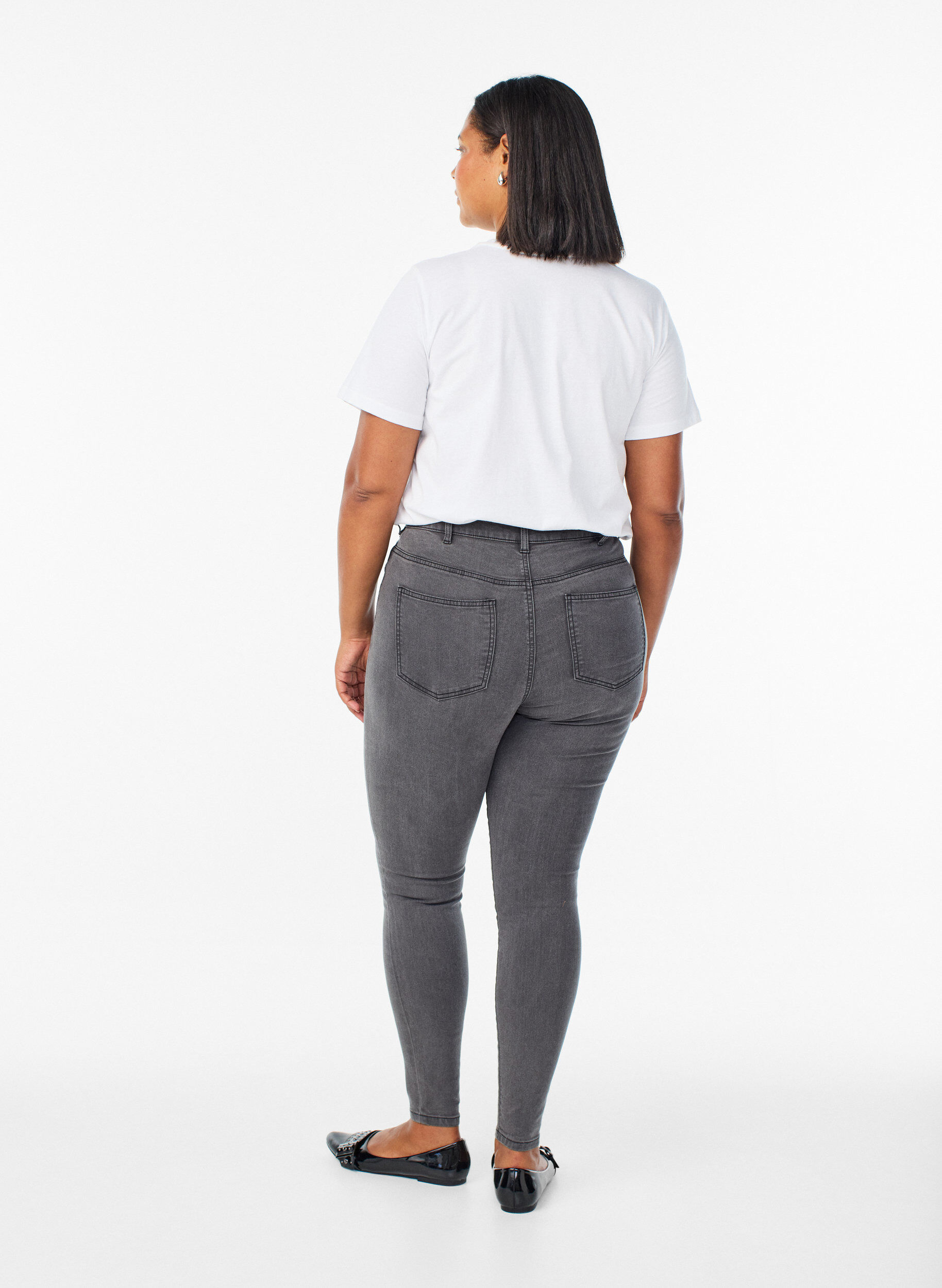 ZizziAmy super slim fit jeans med h&oslash;y midje, Gr&aring;, Model image number 1