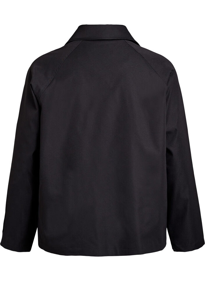 Kort trenchcoat med lommer, Svart, Packshot image number 1