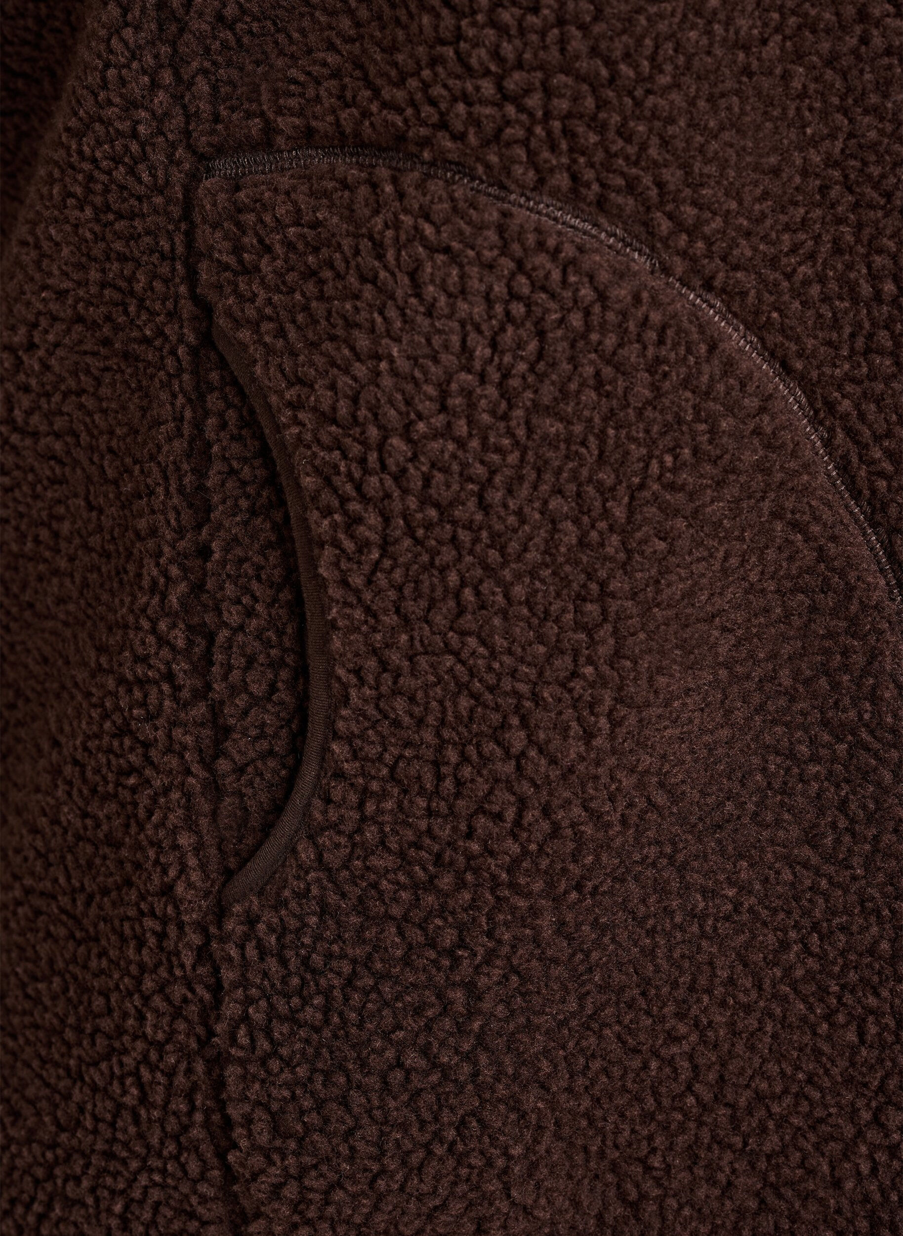 Zizzi Teddy fleece vest med glidel&aring;s og lommer, Brun, Packshot image number 3