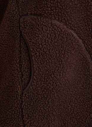 Zizzi Teddy fleece vest med glidelås og lommer, Brun, Packshot image number 3