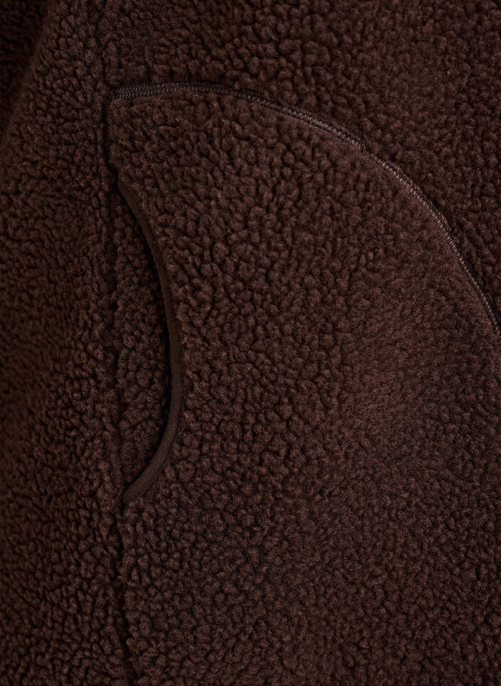 Teddy fleece vest med glidelås og lommer, Brun, Packshot image number 3