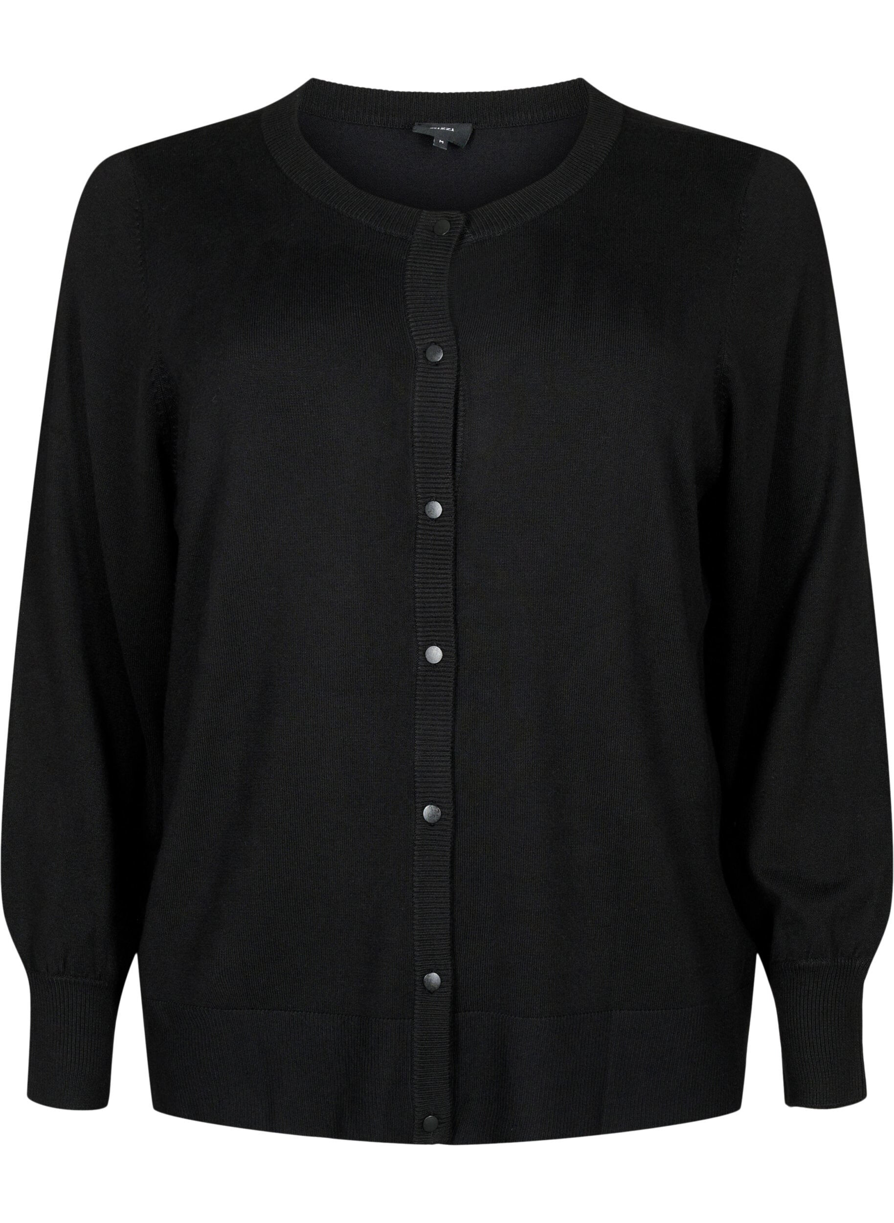 Strikkecardigan med rund hals og knapper