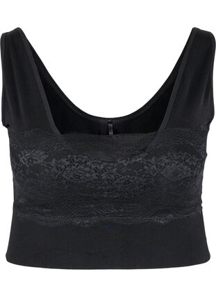 Sømløs BH med blonder, Black, Packshot image number 0