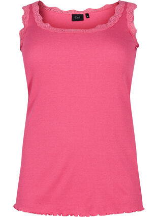 Topp med blondekant, Hot Pink, Packshot image number 0