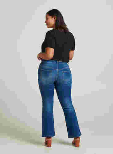 Ellen bootcut jeans med høy midje, Blue denim, Model image number 1